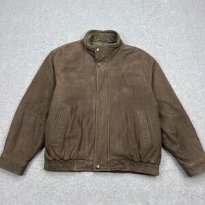 VTG Members Only Leather Jacket Men's XL Brown Soft Full Zip Lined Bomber 90s
